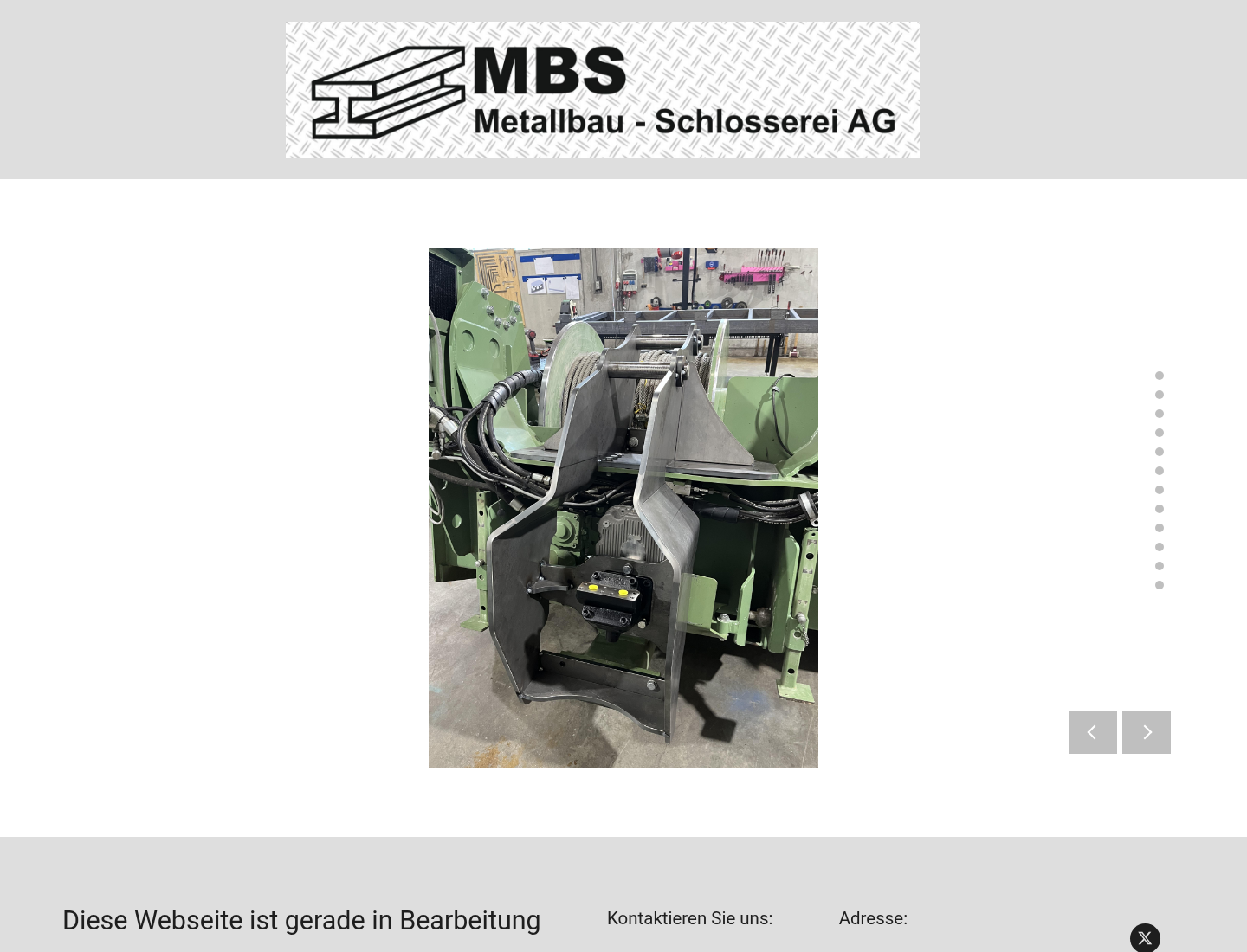 Bildschirmfoto der bestehenden Website mbs-metallbau-schlosserei-ag.ch